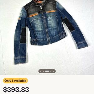 Miss Sixty Denim Jacket with Orange and Black Accents
